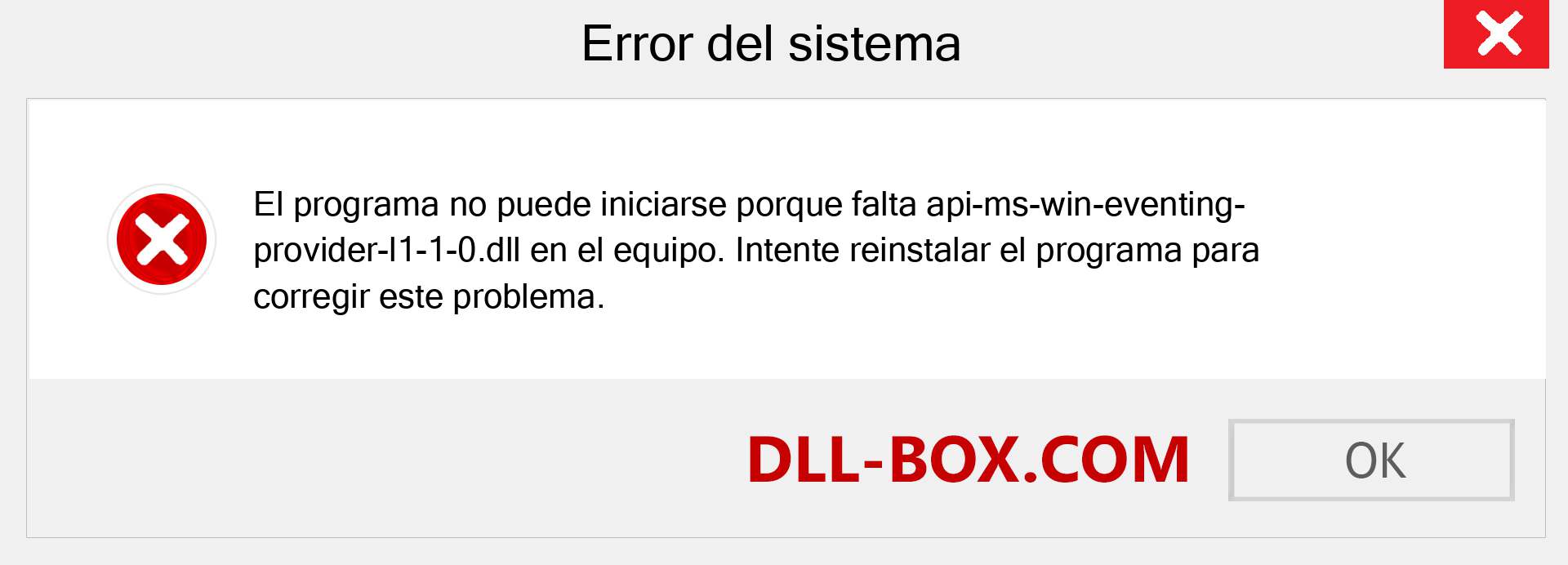 ¿Falta el archivo api-ms-win-eventing-provider-l1-1-0.dll ?. Descargar para Windows 7, 8, 10 - Corregir api-ms-win-eventing-provider-l1-1-0 dll Missing Error en Windows, fotos, imágenes